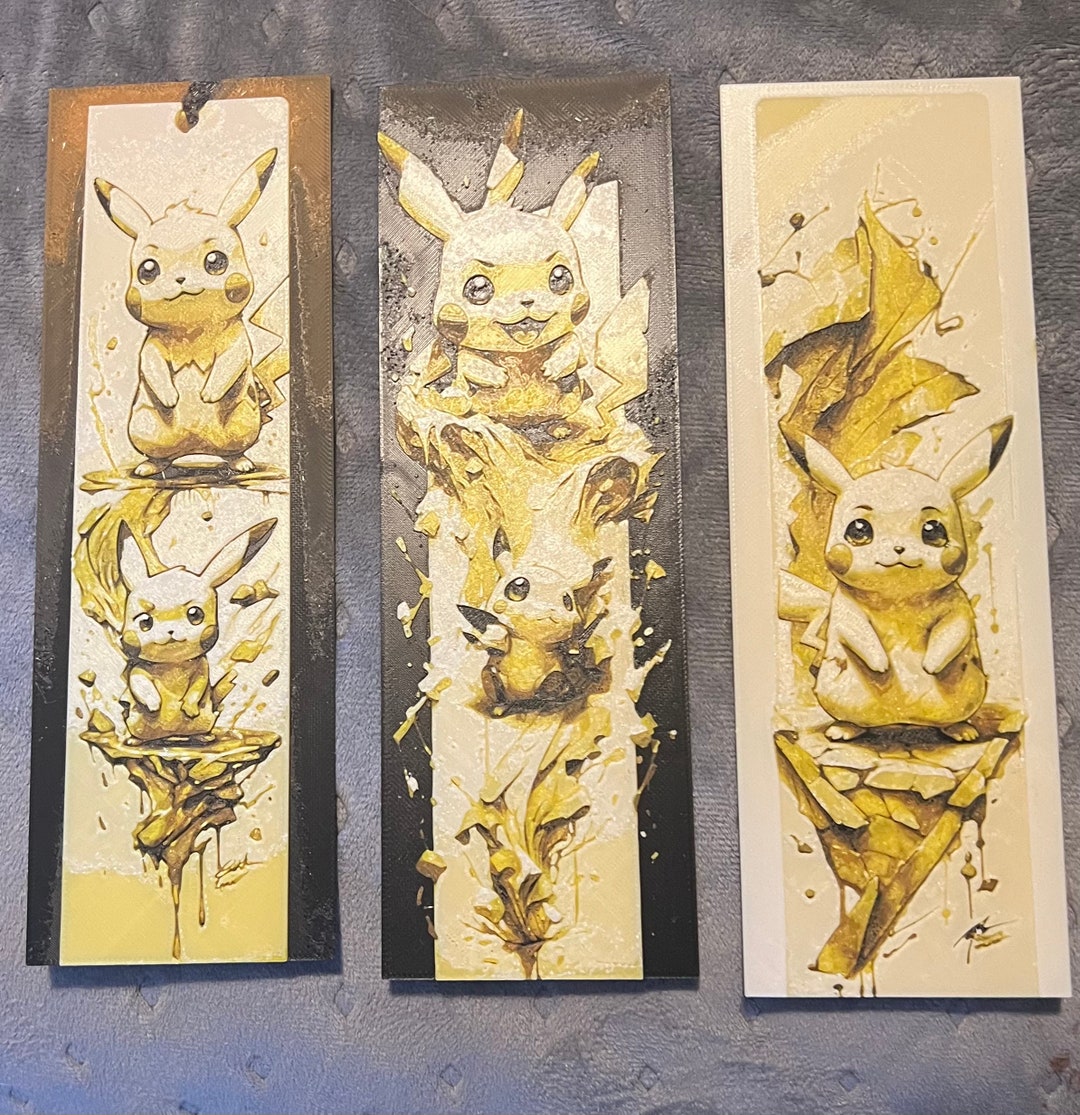 Set of 3 3d Printed Fanart Pikachu Bookmarks 3D Printed - Etsy