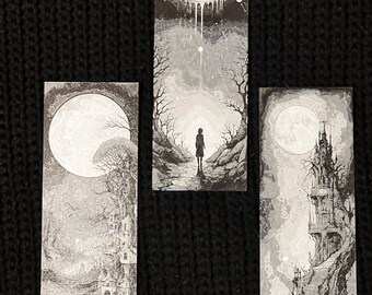 Set of 3 3d printed moon fantasy bookmarks
