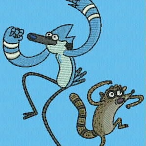 fichier de broderie Mordecai et Rigby pour spectacle régulier [.pes]