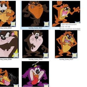 Taz Bundle of 8 machine embroider files .pes, .jef