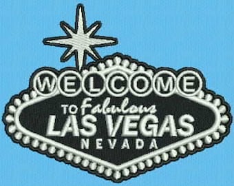 welcome to vegas black and white sign[ .pes ]embroidery file