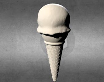 3D CAD Single Scoop Ice Cream (3D Printable)