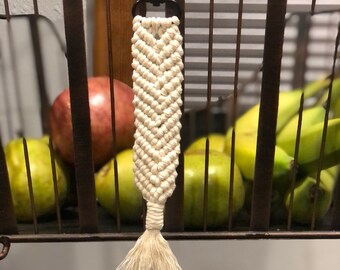 Macrame Keychain with Black Clip