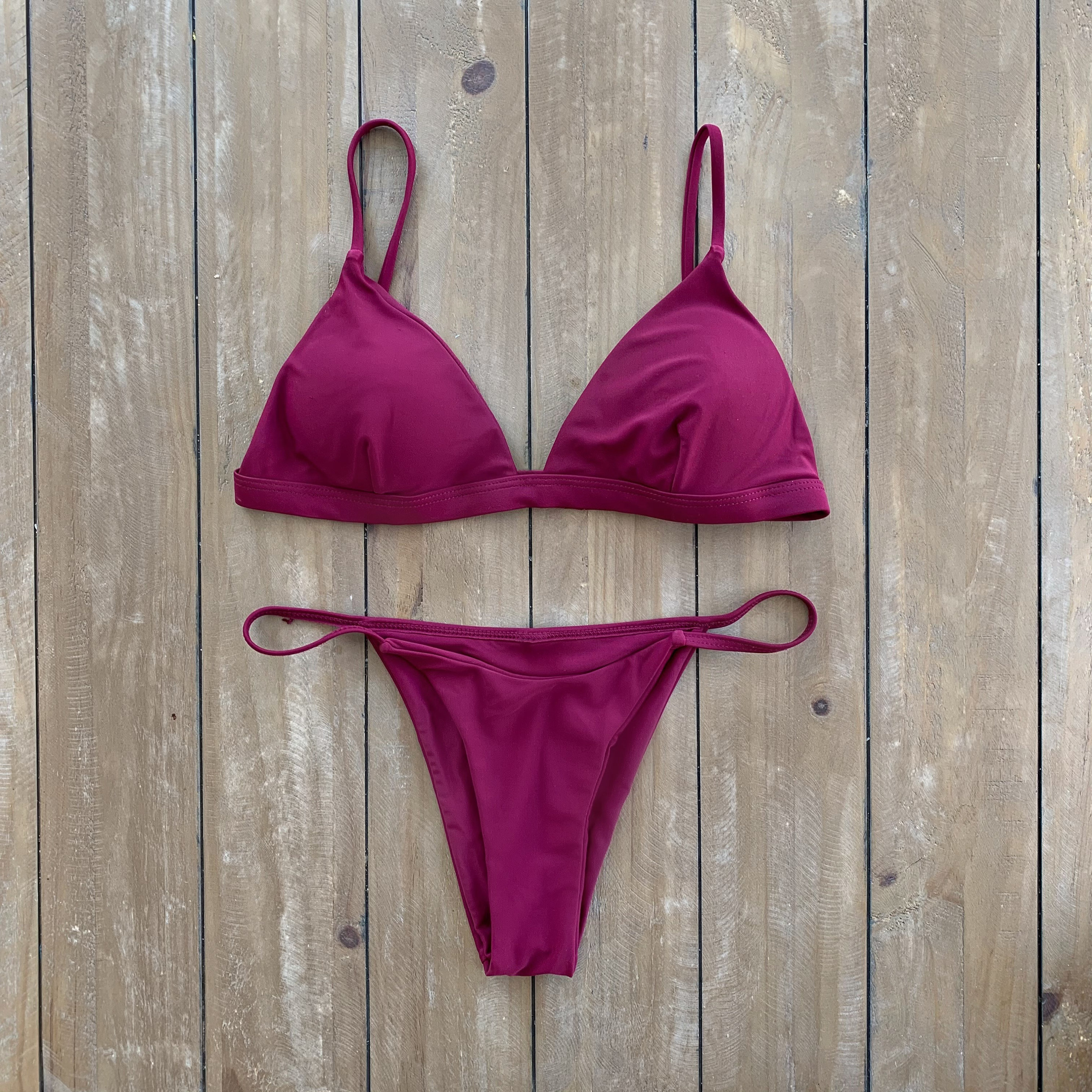 Triangle Two Piece Brazilian Bikini Sets, Minimalist Triangle Swimwear ...