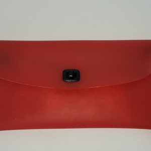 Vintage-1990s designed by Karan Feder Studio minimalist and modern envelope clutch bag of heavy guage matte frosted vinyl, new deadstock image 2