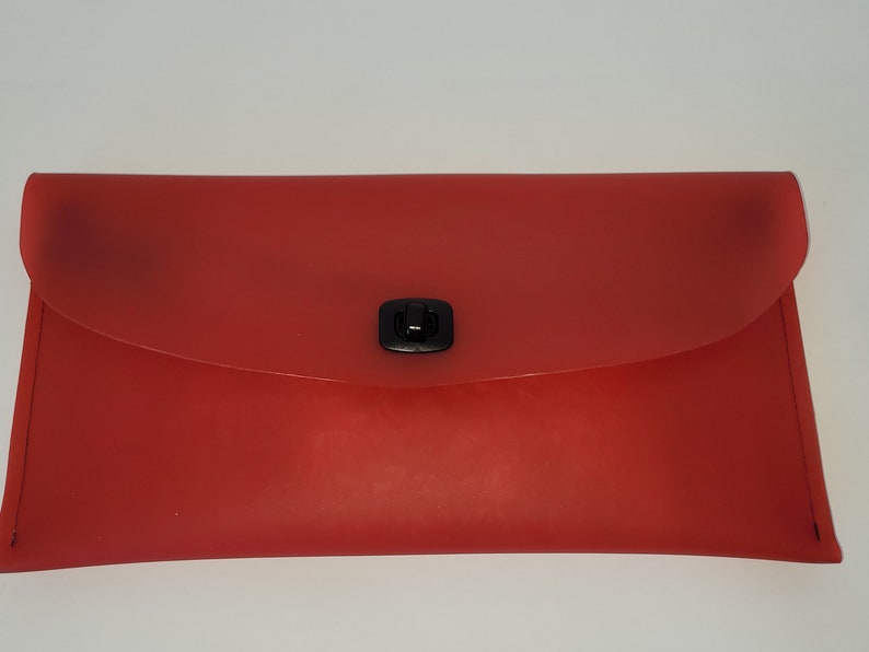 Vintage-1990s designed by Karan Feder Studio minimalist and modern envelope clutch bag of heavy guage matte frosted vinyl, new deadstock image 2