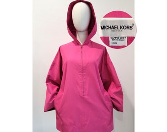 Michael Kors vintage 1980s rare runway sample, hooded zip-front cotton jacket with pockets, fully lined, early collection sample, hoodie