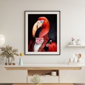 Flamingo Renaissance art,  Flamingo Vintage Poster,  Flamingo  Wall Print, Thank You Gift