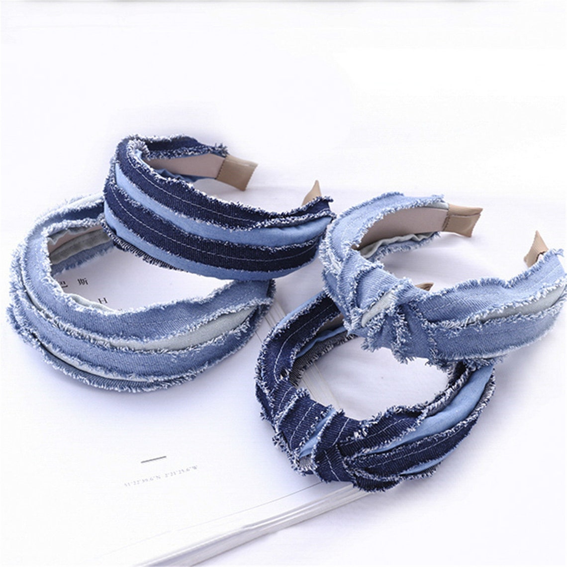 Denim Fabric Colorful Headband Wide Hairband Thick Headband Etsy