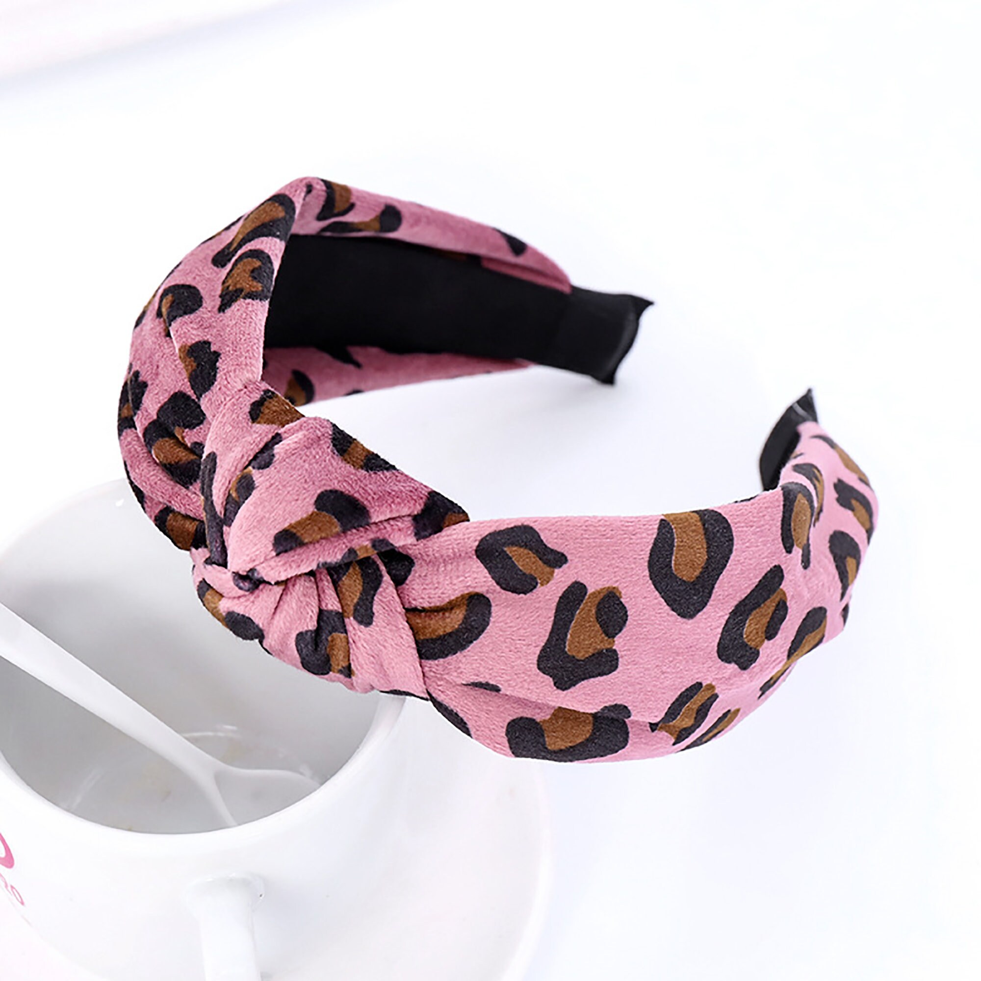 Velvet Leopard Print Headband Wide Headband Girl Hairband Etsy