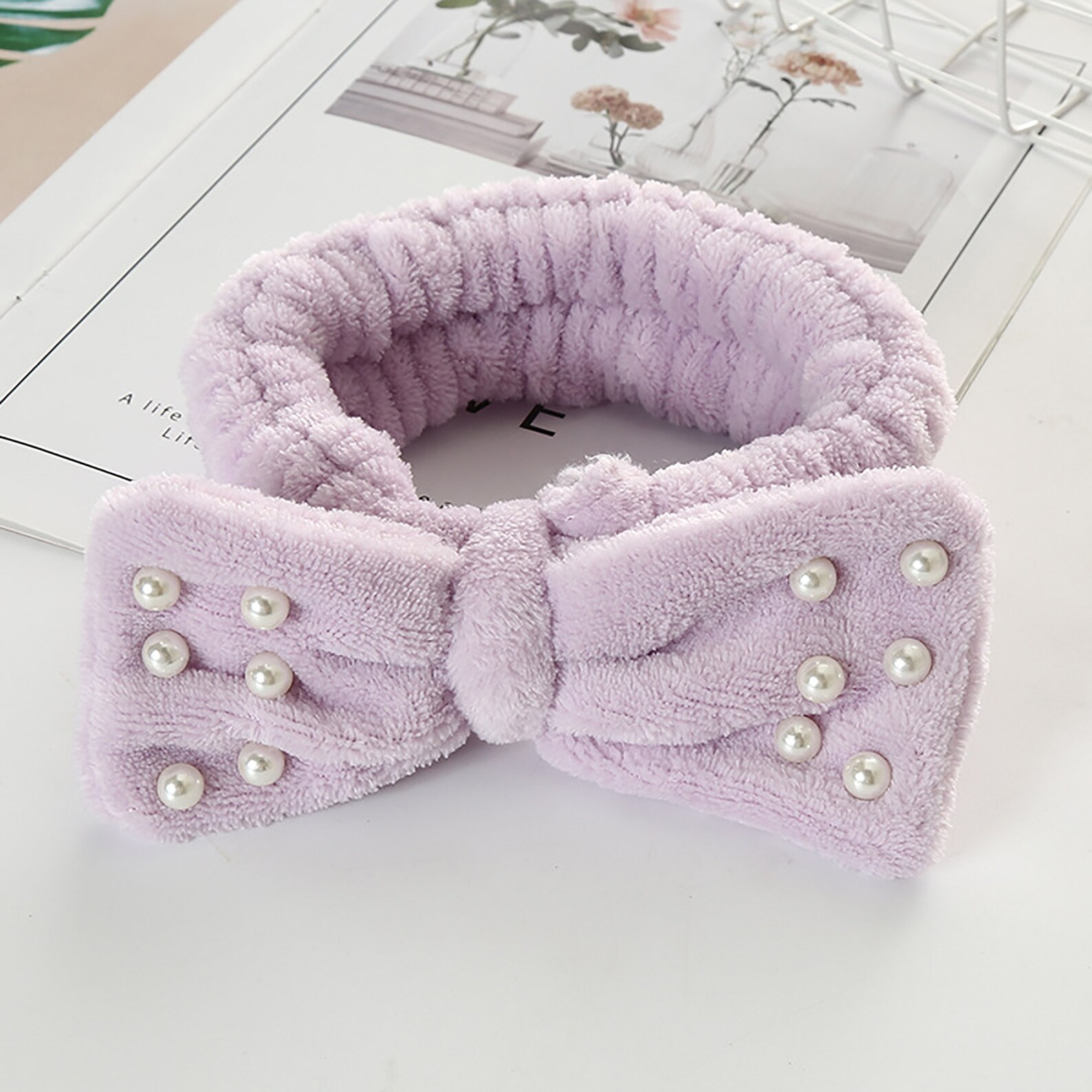 Cute Pearl Bow Spa Headband Bow Headband Cosmetic Headband Etsy