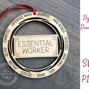 DIGITALE DATEI NUR gerahmte Essential Worker Laser geschnitten Datei/kommerzielle Nutzung/svg