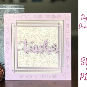 DIGITAL FILE ONLY/Teacher Square Frame/laser cut file/Commercial Use/svg