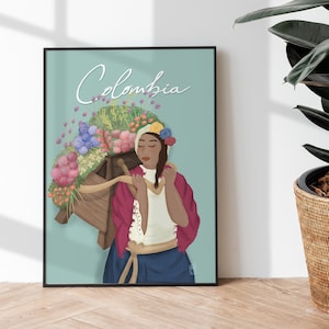 Silleteros Poster | Medellin Colombia art print | Colombian art print | Colombian woman poster |