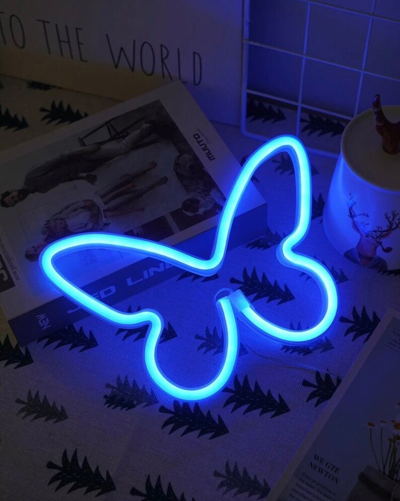Butterfly Neon Light Wall Decorations Dorm Room Bedroom Etsy