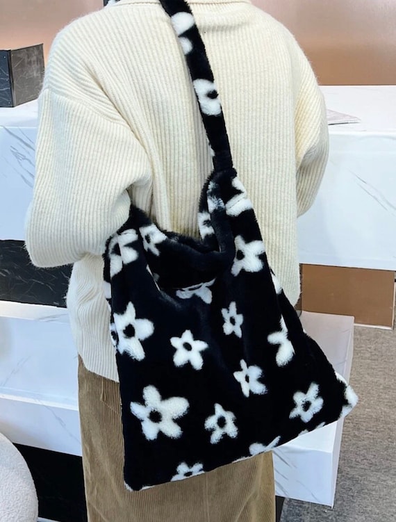 fluffy flower tote bag