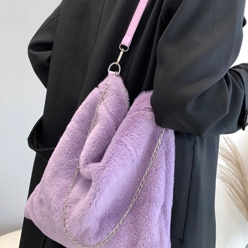 Purple Chain Fluffy Tote Bag Fuzzy Bag Furry Bag Purse - Etsy Purple Chain Fluffy Tote Bag Fuzzy Bag Furry Bag Purse - Etsy