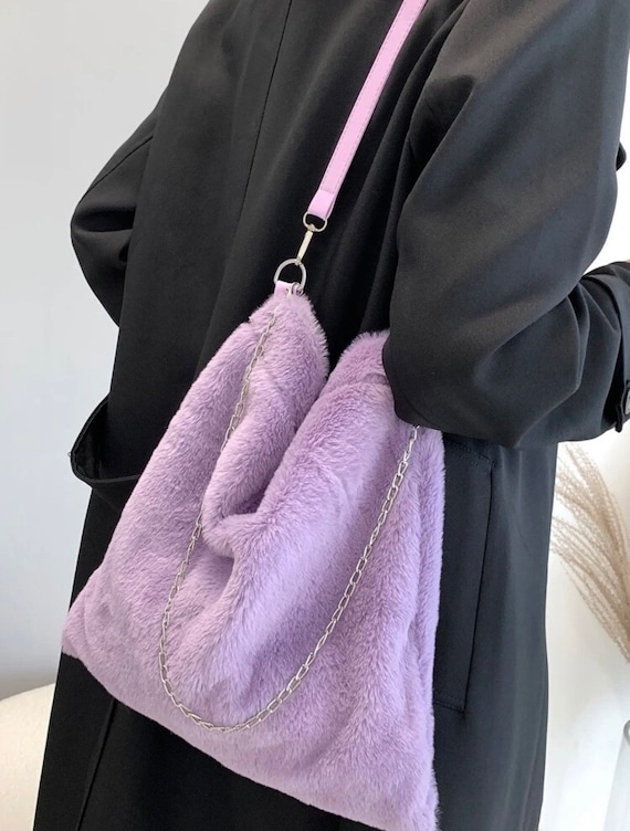 fluffy lilac bag