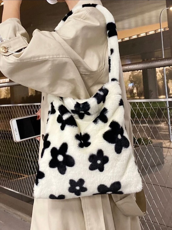 fluffy flower tote bag