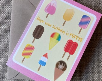 Hope your birthday is POPPIN Birthday Card - Blank Birthday Card