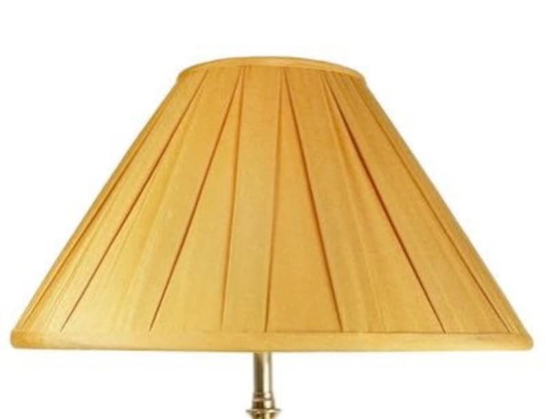 Handmade silk coolie lampshade in old gold. Box pleats image 1