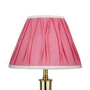 Handmade silk empire lampshade in rose with cream trim. Box pleats, smocked