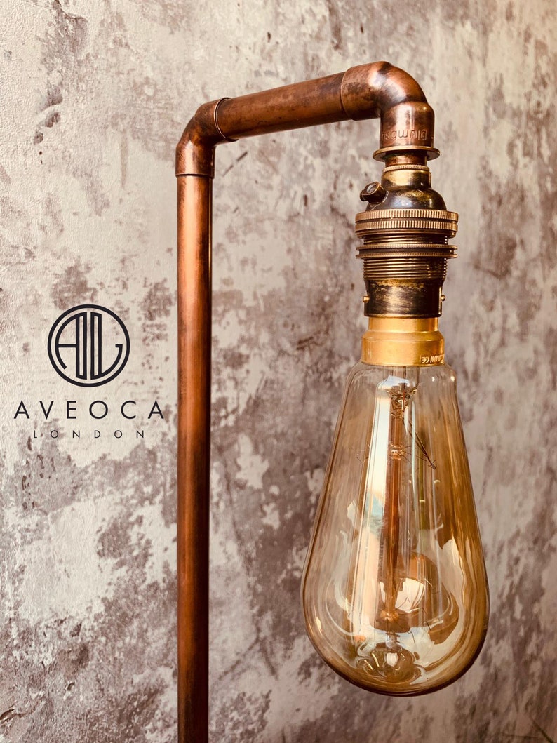 Industrial and elegant handmade table bedside copper pipe lamp Etsy