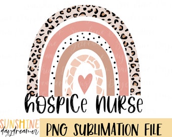 Hospice Nurse Rainbow PNG: Animal Print Sublimation Design (Digital Download)