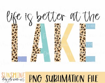 Lake Life Leopard Print Sublimation Design (PNG Digital Download)