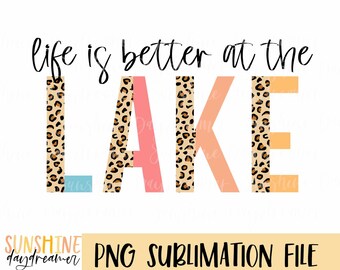 Lake Life Leopard Print PNG: Sublimation Design (Digital Download)