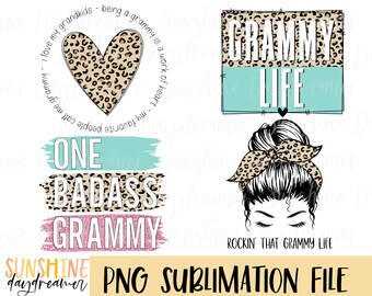 Lot de designs pour sublimation PNG Grammy (téléchargement numérique)