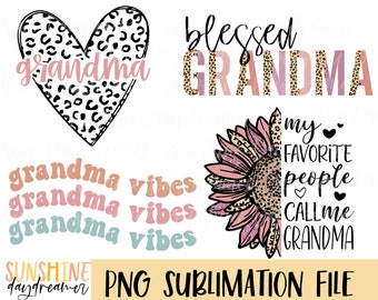 Grandma PNG Sublimation Design Bundle (Digital Download)