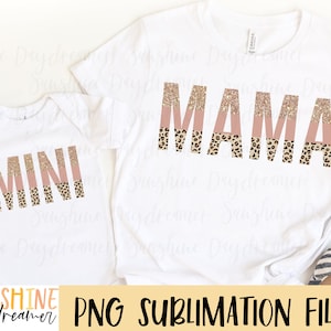 Mama Mini Leopard Glitter Sublimation PNG Bundle (Digital Download)
