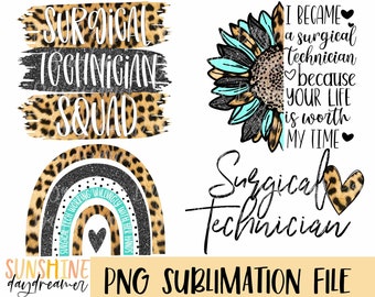 Surgical Tech Sunflower PNG Designs: Sublimation Bundle (Digital Download)