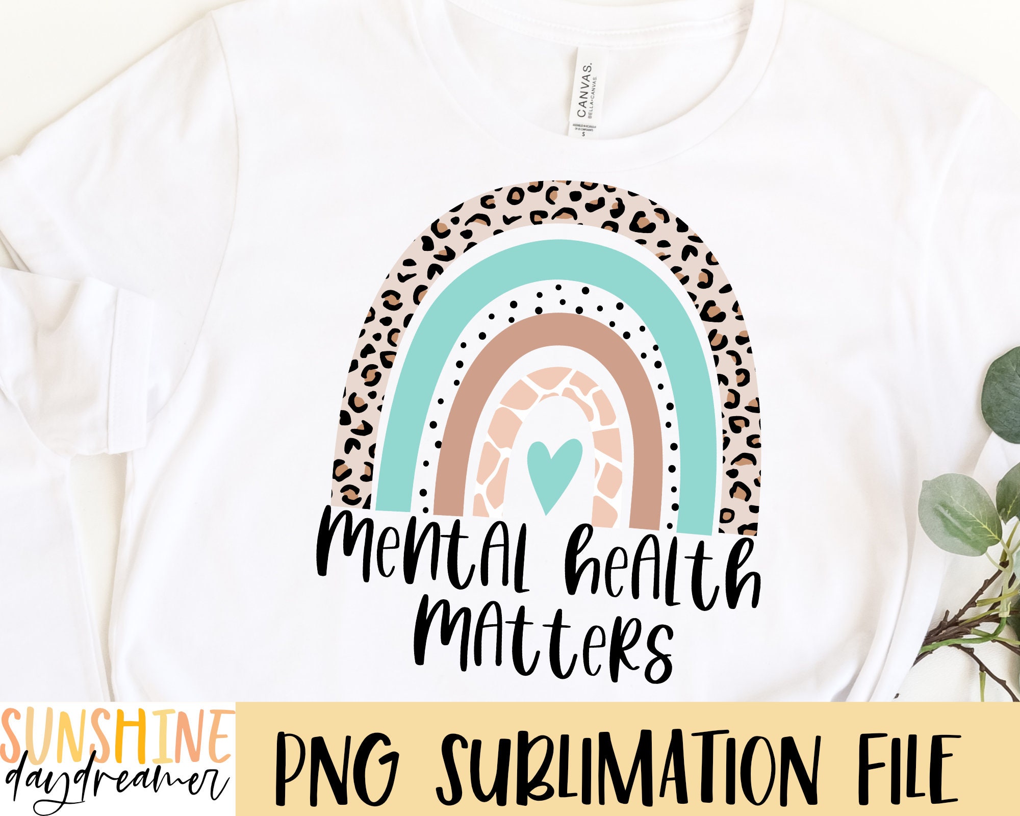 Mental Health Matters Rainbow PNG: Animal Print Sublimation Design ...