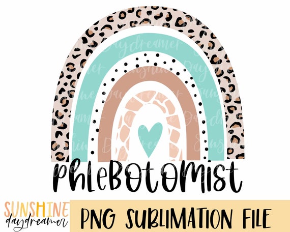 Phlebotomist Rainbow Sublimation Design: Aqua Heart PNG (Digital Download)