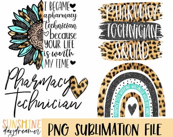 Pharmacy Tech Sublimation PNG Bundle: Shirt Designs (Digital Download)