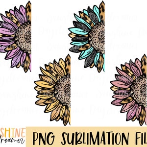Sunflower set sublimation PNG, Sunflower background sublimation file, Leopard print PNG design, Sublimation design, Digital download