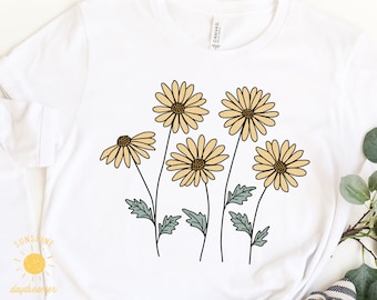 Boho Daisy Blumen PNG: Shirt Sublimation Design (Digitaler Download)