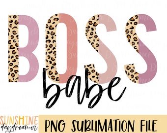 Boss Babe Leopard Print PNG: Sublimation Design (Digital Download)