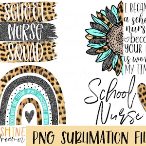 School Nurse Sublimation PNG Bundle (Digital Download)