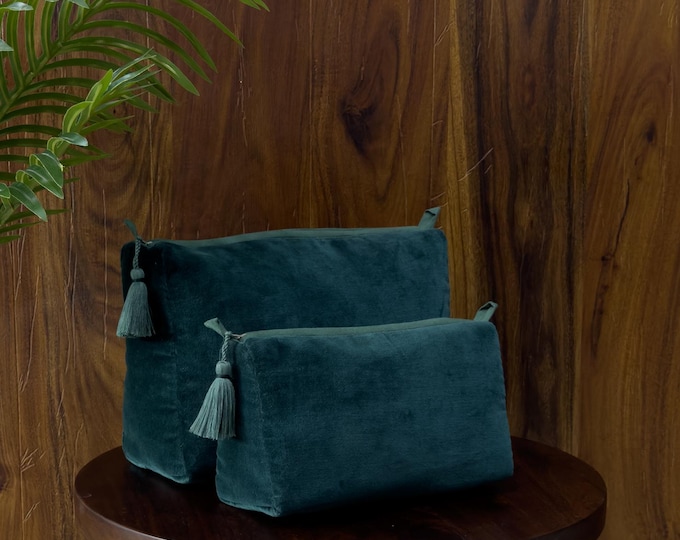 Handmade Velvet Makeup Pouch: Luxury Travel Cosmetic Bag