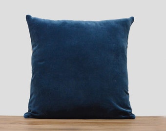 Royal Blue Cotton Velvet Cushion Cover: Luxury Throw Pillow