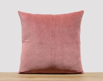 Dusty Pink Cotton Velvet Cushion Cover: Soft Decorative Pillowcase