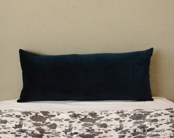 Navy Velvet Lumbar Pillow Cover: Soft Cotton Velvet, All Sizes