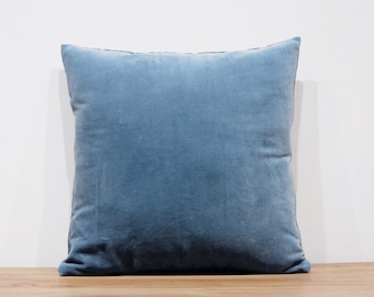 Luxury Smokey Blue Velvet Throw Pillow, Blue Pillow, Velvet Pillow Cover, Decorative Pillows, Velvet Cushion Case, Smokey Blue Velvet Pillow