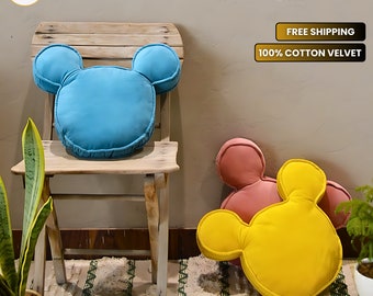 Velvet Micky Mouse Pillow – Nursery Decor, Baby Shower Gift