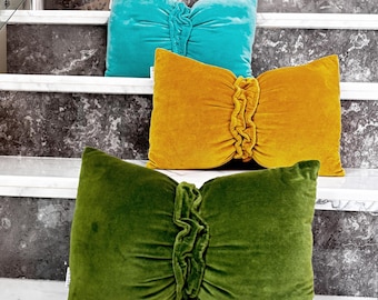 Velvet Bow Pillow Cover: Soft Cotton Decorative Cushion