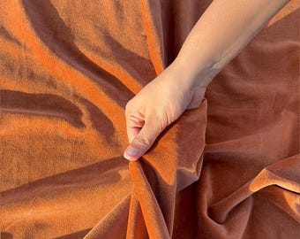 Cotton Velvet Fabric by the Yard – Terracotta Upholstery & Curtain Velvet, Soft Solid Dyed Fabric