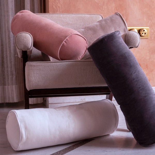 Velvet Bolster Pillow Cover | neck roll pillow cover |  cylinder pillow cover | yoga bolster pillow | bed bolsters